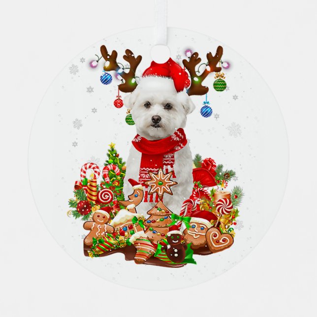 Adorno Metálico Navidades malteses de renos iluminan Santa Xma (Anverso)