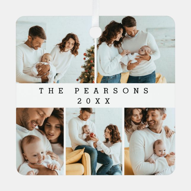 Adorno Metálico Navidades mínimos fotografía familiar moderna (Anverso)