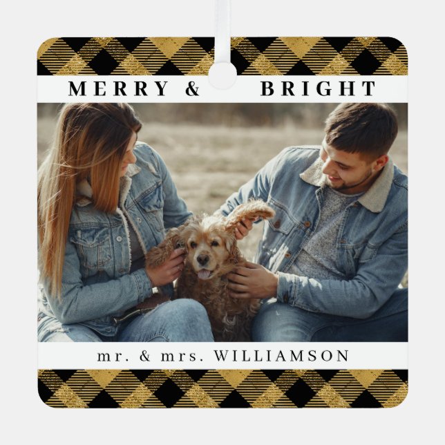 Adorno Metálico Navidades modernos y elegantes Mr. y mrs Couple Ph (Anverso)