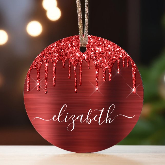 Adorno Metálico Navidades Monograma Purpurina rojo (Subido por el creador)