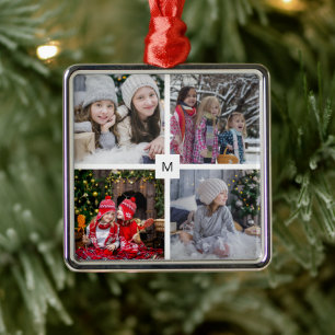 Adorno Metálico Navidades monogramados de fotos familiares moderno
