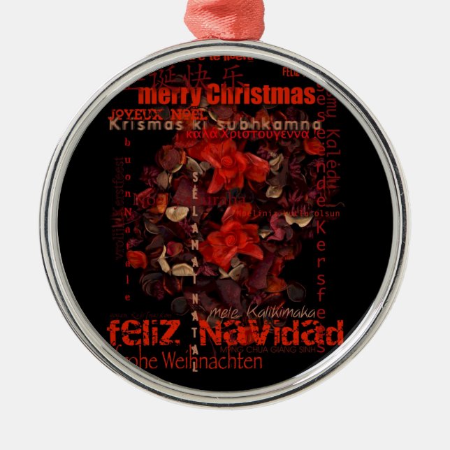 Adorno Metálico Navidades mundiales Feliz Navidad Joyeux Noel - (Frente)