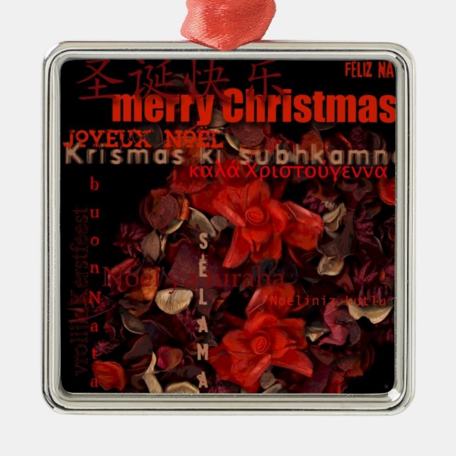 Adorno Metálico Navidades mundiales Feliz Navidad Joyeux Noel (Frente)