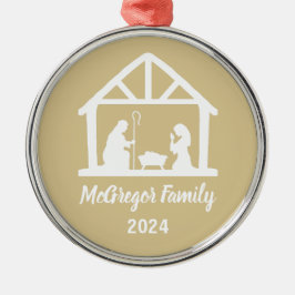 Adorno Metálico Navidades Natividad Manger Nombre de la familia y