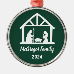 Adorno Metálico Navidades Natividad Manger Nombre de la familia y