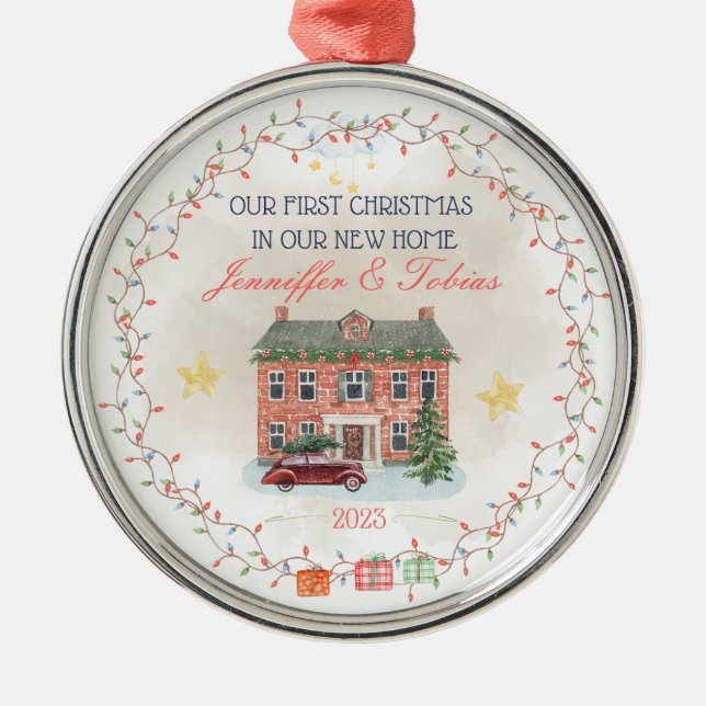 Adorno Metálico Navidades nuevos de nuevo hogar con nombre persona (Frente)