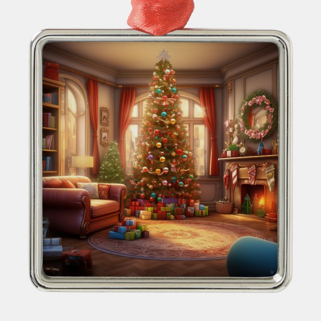 ADORNO METÁLICO NAVIDADES PACÍFICOS POR LA MAÑANA CON ÁRBOL Y PRES (Frente)