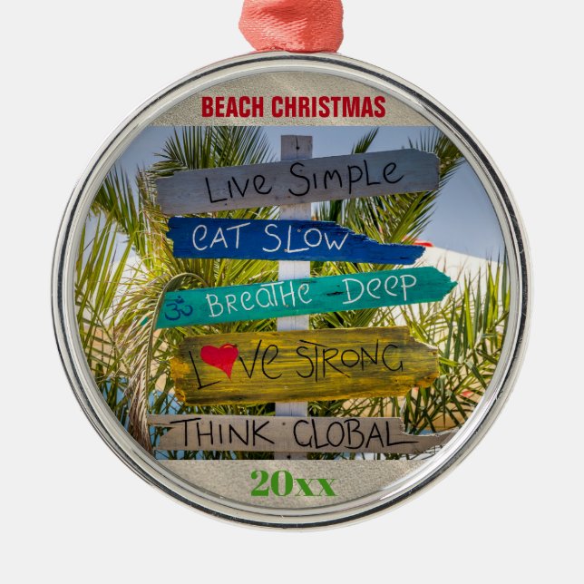Adorno Metálico Navidades Personalizado Inspirador de Playa Tropic (Frente)