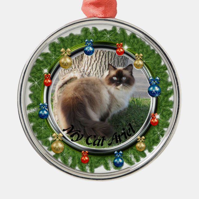 Adorno Metálico Navidades Personalizado Mascota Ornaments Wreath F (Frente)