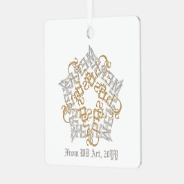 Adorno Metálico Navidades personalizados caligrafía arte oro plate