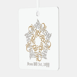 Adorno Metálico Navidades personalizados caligrafía arte oro plate