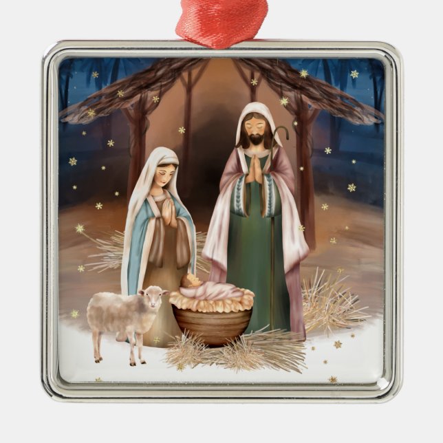 Adorno Metálico Navidades Personalizados de la escena de la nativi (Frente)