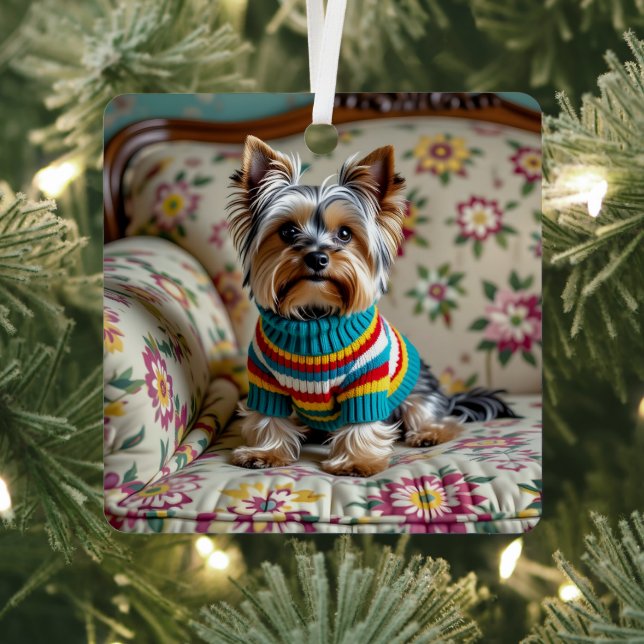 Adorno Metálico Navidades personalizados de Yorkshire Terrier (in situ)