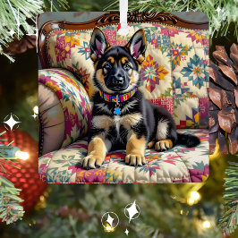 Adorno Metálico Navidades personalizados del pastor alemán de cach