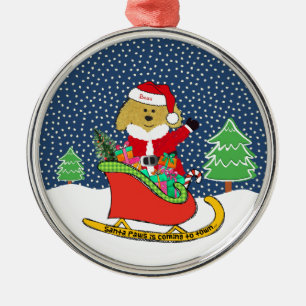 Adorno Metálico Navidades personalizados GoldenDoodle Santa Sleigh