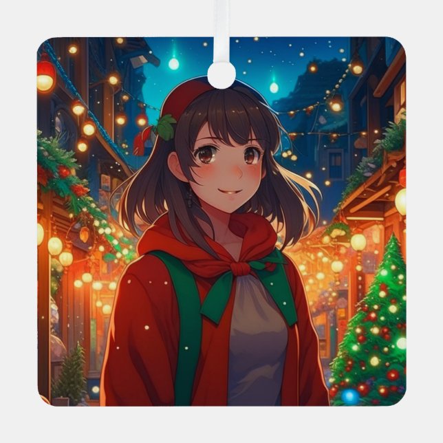 Adorno Metálico Navidades personalizados iluminan a Chica animado (Anverso)