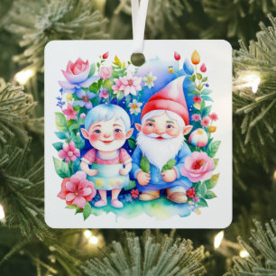 Adorno Metálico Navidades personalizados Sr. y Sra. Clause Gnomes