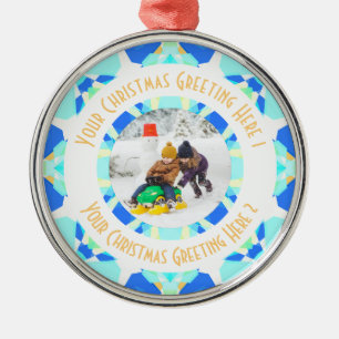 Adorno Metálico Navidades personalizados Star Modern Blue Photo Gr