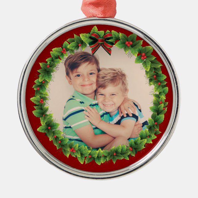 Adorno Metálico Navidades personalizados Wreath añaden su propia f (Frente)