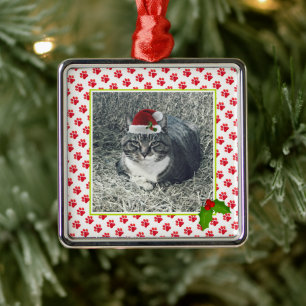 Adorno Metálico Navidades pintan impresiones Mascota foto fun perr