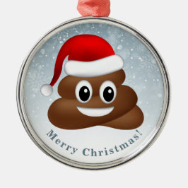 Adorno Metálico navidades poo emoji con sombrero santa