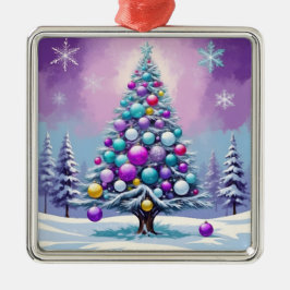 Adorno Metálico Navidades pop Art Purple Hazer con Nieve