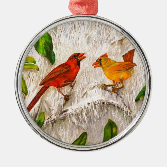 Adorno Metálico Navidades Redbirds. Cantar amor (Frente)