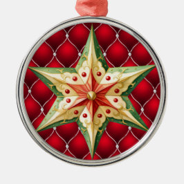 ADORNO METÁLICO NAVIDADES ROJOS CON PATRÓN CON ESTRELLA ROJA VERDE