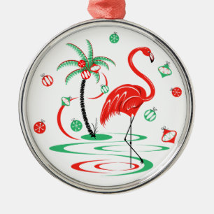 Adorno Metálico Navidades rojos Flamingo Baubles alrededor