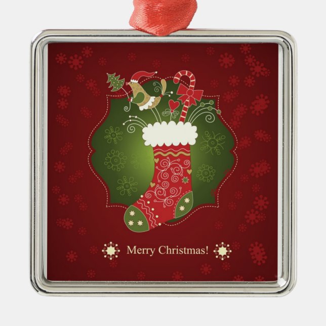 Adorno Metálico Navidades Rojos Y Verdes Alzándose (Frente)