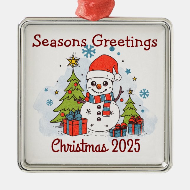 Adorno Metálico Navidades rojos y verdes divertidos 2024 (Frente)