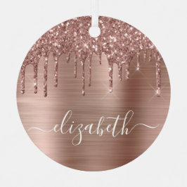 Adorno Metálico Navidades Rosa Purpurina Gold Personalizado