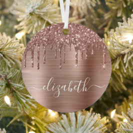 Adorno Metálico Navidades Rosa Purpurina Gold Personalizado