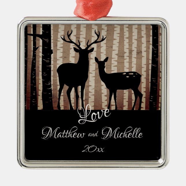 Adorno Metálico Navidades rusos de Woodland de parejas de venados  (Frente)