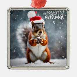 Adorno Metálico Navidades Santa Squirrel con Pinecone