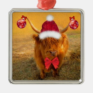 Adorno Metálico Navidades se burlan de Scottish Highland Steer