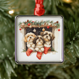Adorno Metálico Navidades Shih Tzu Dogs