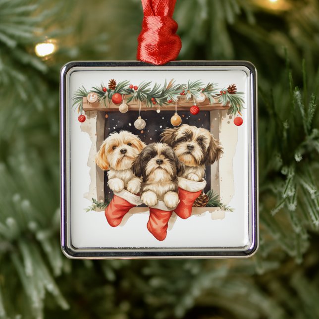 Adorno Metálico Navidades Shih Tzu Dogs (Árbol)