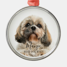 Adorno Metálico Navidades Shih Tzu Perro Mascota personalizado fot