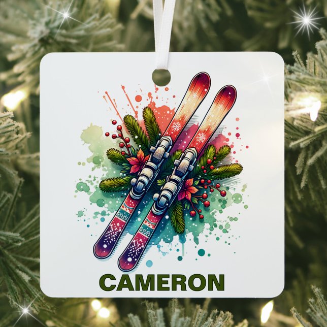 Adorno Metálico Navidades Skis Nombre personalizado (Subido por el creador)
