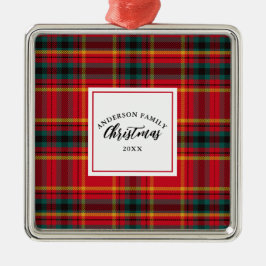 Adorno Metálico Navidades Tartan Plaid Family Name Year