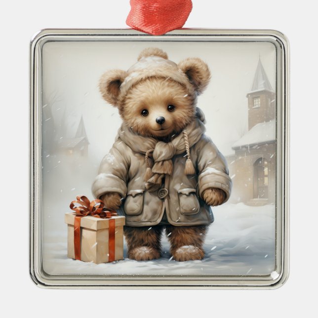 Adorno Metálico Navidades Teddy Bear Ornament (Frente)