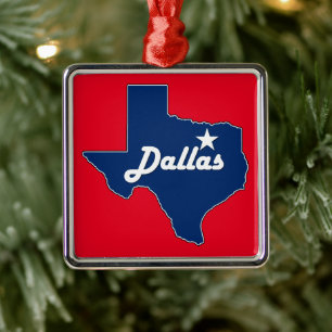 Adorno Metálico Navidades textuales del mapa estatal de Dallas Tex