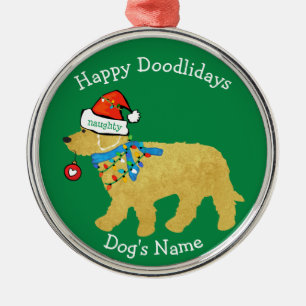 Adorno Metálico Navidades traviesos personalizados Goldendoodle
