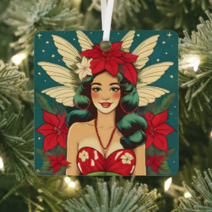 Adorno Metálico Navidades tropicales retro de los años 50 Chica de