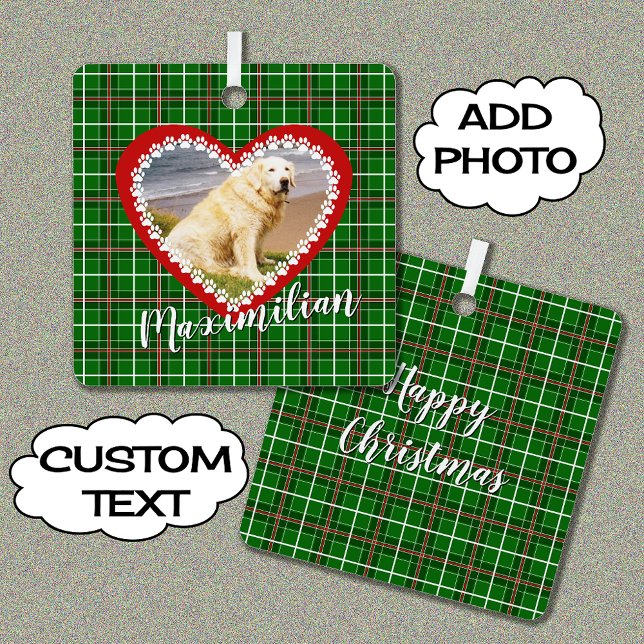 Adorno Metálico Navidades tu foto mascota verde rojo (Subido por el creador)