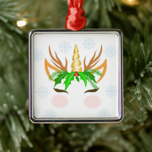 Adorno Metálico Navidades Unicorn Face