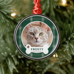 Adorno Metálico Navidades verdes de la vieja moda roban gato