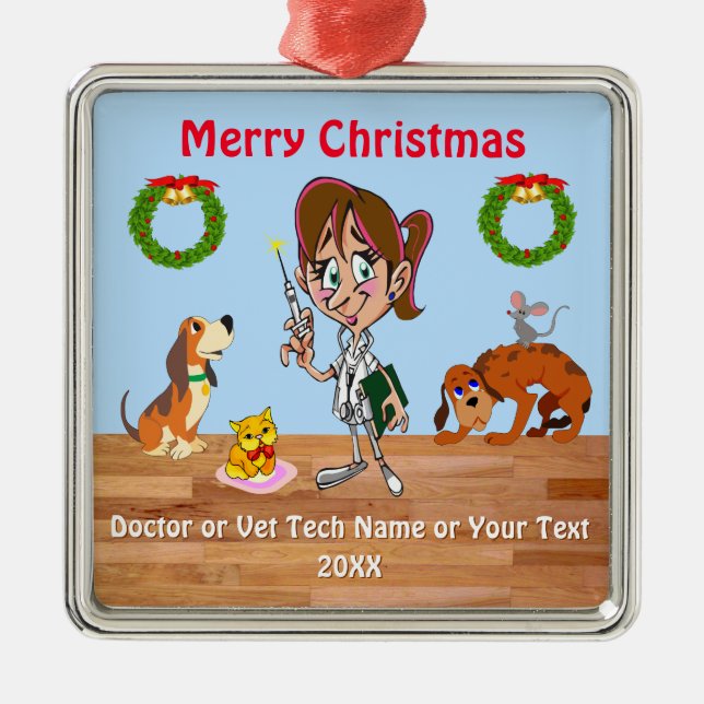 Adorno Metálico Navidades Veterinaria Navidad Ornament Vet Tech (Frente)