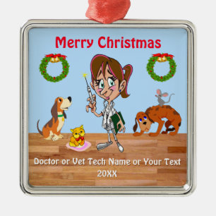 Adorno Metálico Navidades Veterinarios de Navidad Ornament Vet Tec
